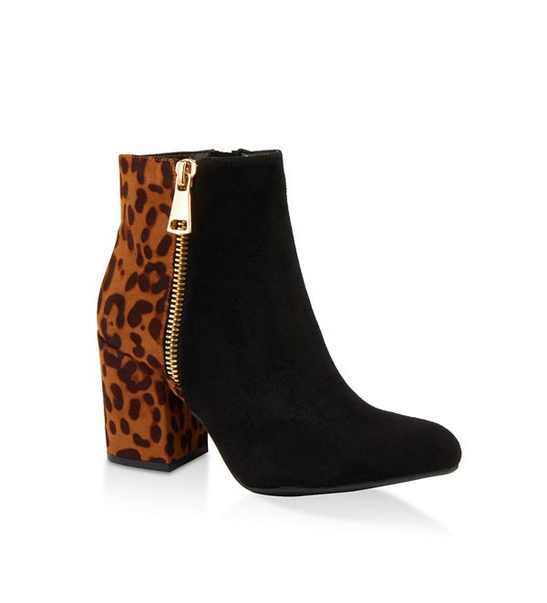 Zip Side Block Heel Booties