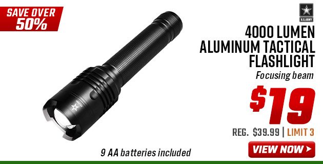 U.S. Army 4000 Lumen Aluminum Tactical Flashlight