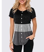 Crinkle Chest Button Up Star Print T Shirt