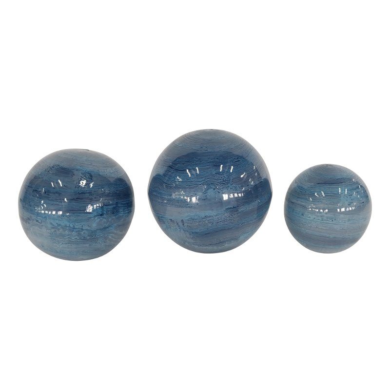 4 Inch Blue Round Metal Orb