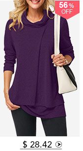 Long Sleeve Cowl Neck Layered T Shirt