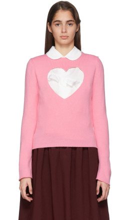 Comme des Garçons Girl - Pink Cut-Out Heart Sweater
