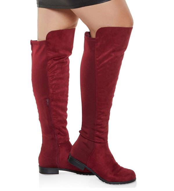 Over the Knee Low Heel Wide Calf Boots