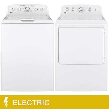 GE Top Load 4.5 cu. ft Washer and 7.2 cu. ft. Electric Dryer Laundry Package, White