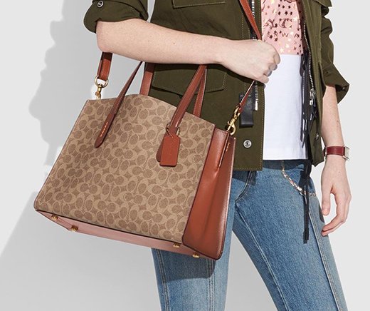 Brown signature crossbody satchel