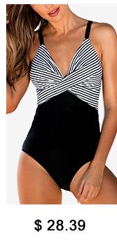 Spaghetti Strap Striped One Piece Swimwear