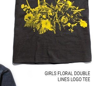 Girls Floral Double Line Logo Tee