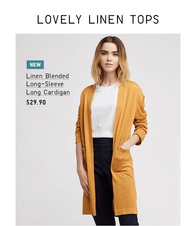 LINEN BLENDED LONG-SLEEVE LONG CARDIGAN $29.90