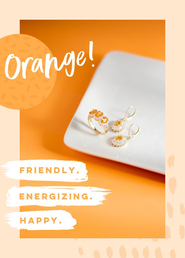 Orange is energizing, friendly, and happy. Shop orange jewelry. 