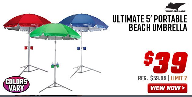 Wondershade Ultimate 5' Portable Beach Umbrella