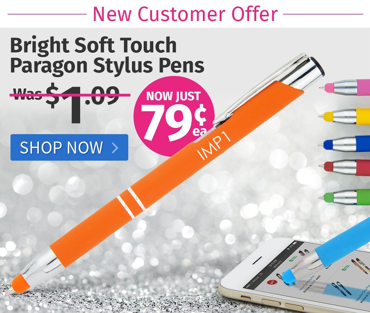 Bright Soft Touch Paragon Stylus Pens for only 79¢ each!