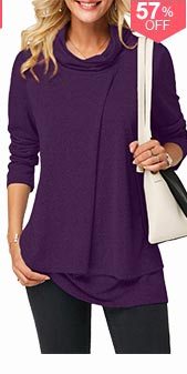 Long Sleeve Cowl Neck Layered T Shirt