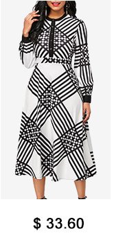 Printed High Waist Button Front Dress