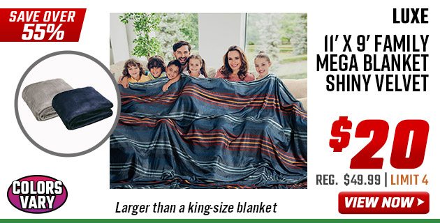 Luxe 11' x 9' Family Mega Blanket Shiny Velvet