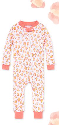 Colorful Cheetah Organic Baby Zip Front Snug Fit Footless Pajama