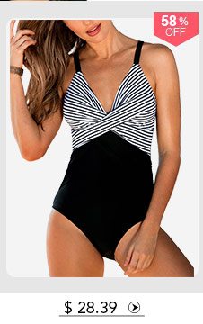 Spaghetti Strap Striped One Piece Swimwear