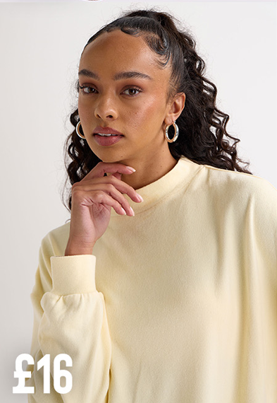 Womens Yellow Plain Relaxed Sweatshirt