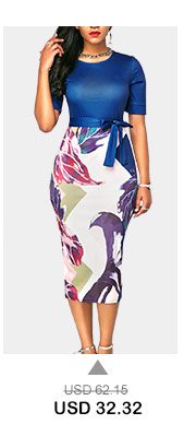 Short Sleeve Bowknot Embellished Printed Sheath Dress