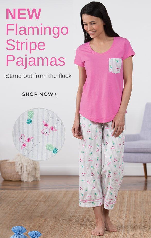 NEW Flamingo Stripe Pajamas Stand out from the flock SHOP NOW