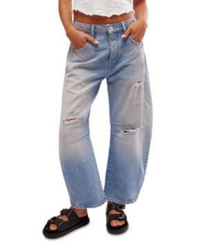 Free People Good Luck High Rise Cropped Wide Leg Barrel Jeans in Barnyard Blue