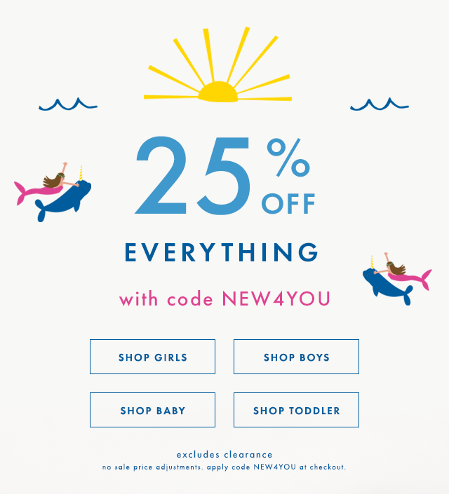 Twenty five percent off everything with code