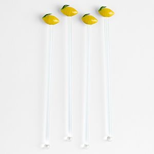 Lemon Icon Glass Drink Stirrers, Set of 4