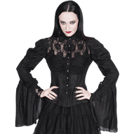 Black Lace Long Sleeve Gothic Top