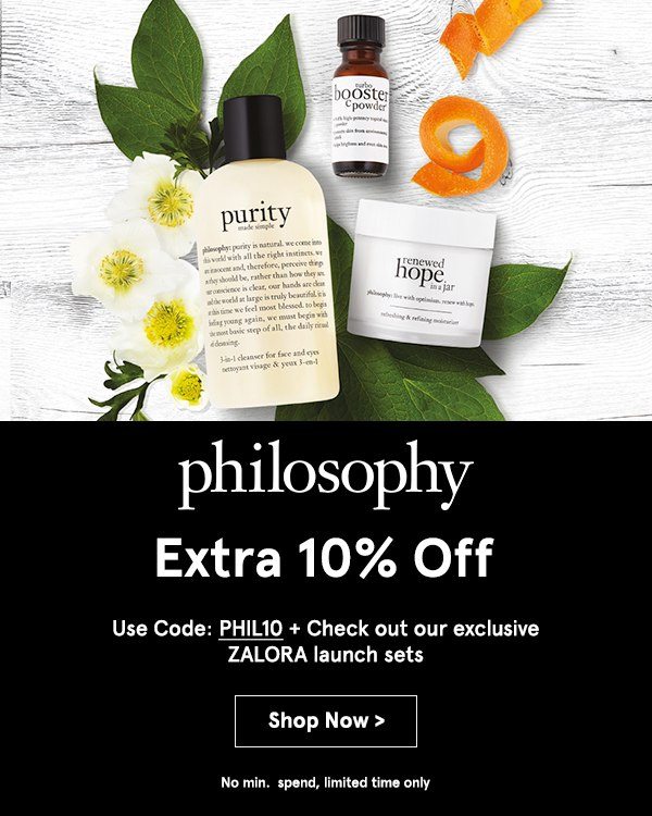 Philosophy: Extra 10% Off. Use code PHIL10, no min spend