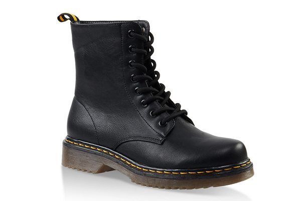 Rubber Sole Lace Up Combat Boots