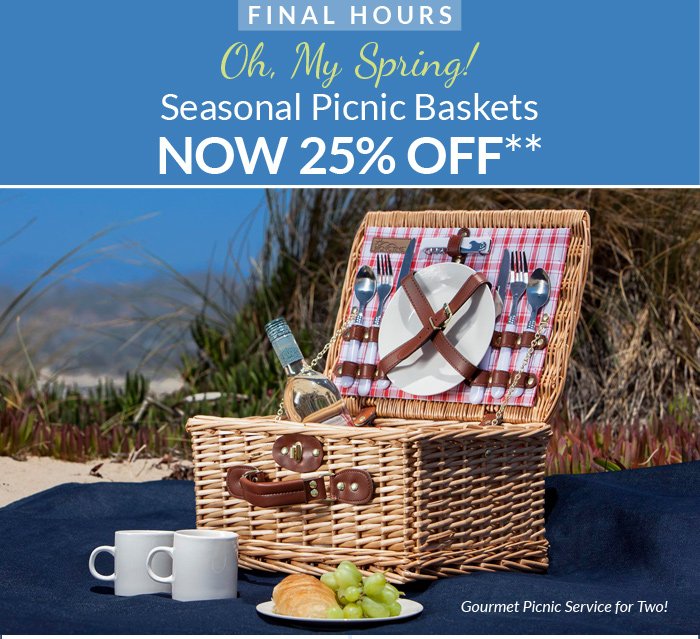 Picnic Baskets Now 25% Off!