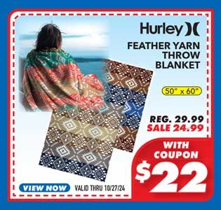 Hurley Feather Yarn Throw Blanket