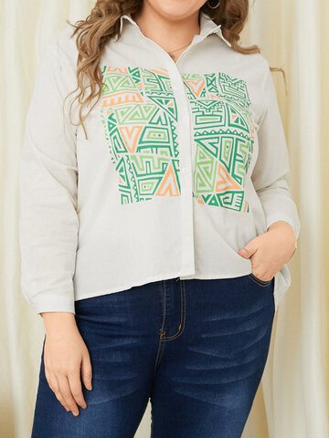 Ethnic Pattern Print Casual Blouse