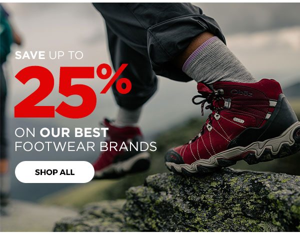 Save Up to 25% ON Our Best Footwear Brands - Click to Shop All