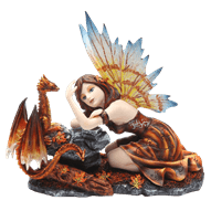 Autumn Fairy with Dragon Statue