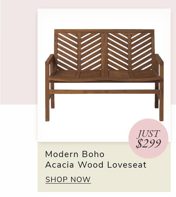 Modern Boho Acacia Wood Outdoor Loveseat | SHOP NOW