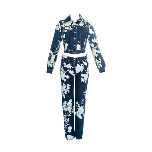 Vivienne Westwood Blue-Denim Floral-Print Pant Suit, Spring/Summer 1994