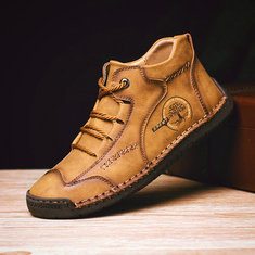 Men Vintage Hand Stitching Soft Business Casual Ankle Boots
