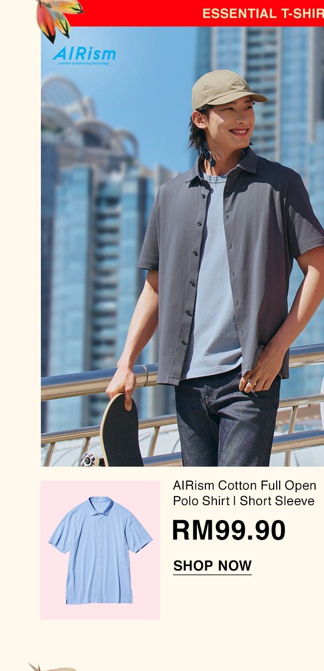 AIRism Cotton Full Open Polo Shirt | Short Sleeve