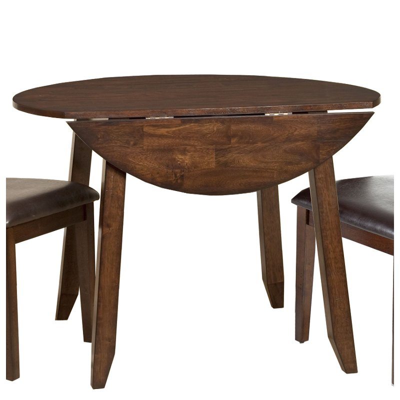 Raisin Brown Drop Leaf Round Dining Table - Kona