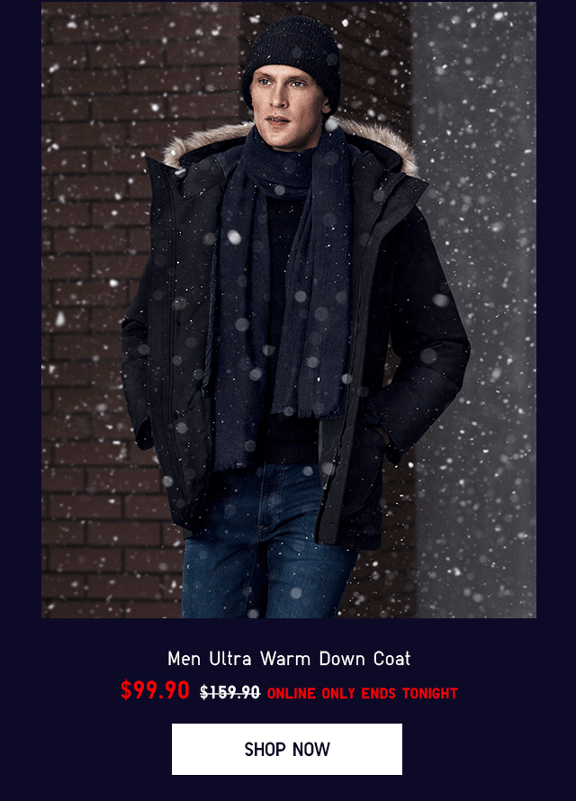 MEN ULTRA WARM DOWN COAT $99.90