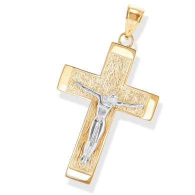 Crucifix Charm 10K Two-Tone Gold