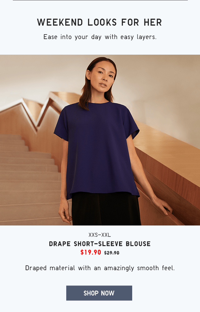 DRAPE SHORT-SLEEVE BLOUSE $19.90 - SHOP NOW