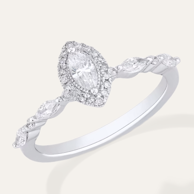 Marquise-Cut Diamond Engagement Ring 1/2 ct tw 14K White Gold