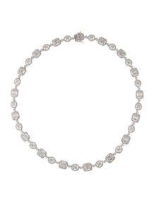 18K 11.58ctw Diamond Emerald & Oval Cluster Necklace