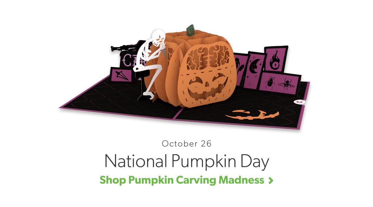 October 26 National Pumpkin Day. Shop Pumpkin Carving Madness