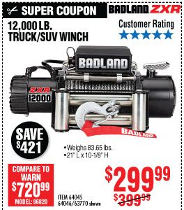 View 12000 lbs. Off-Road Vehicle Electric Winch with Automatic Load-Holding Brake