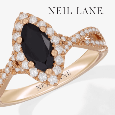 Neil Lane Marquise-Cut Black Diamond & White Diamond Engagement Ring 1-1/5 ct tw 14K Yellow Gold