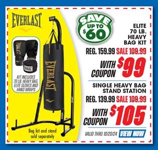 Everlast Elite 70 lb. Heavy Bag Kit or Single Heavy Bag Stand Station