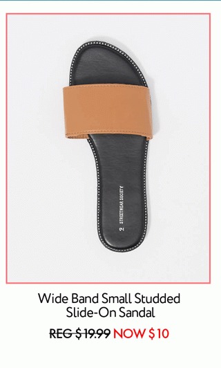 Wide Band Studded Slide On Sandal