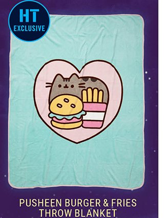 Pusheen Burger and Fries Throw Blanket